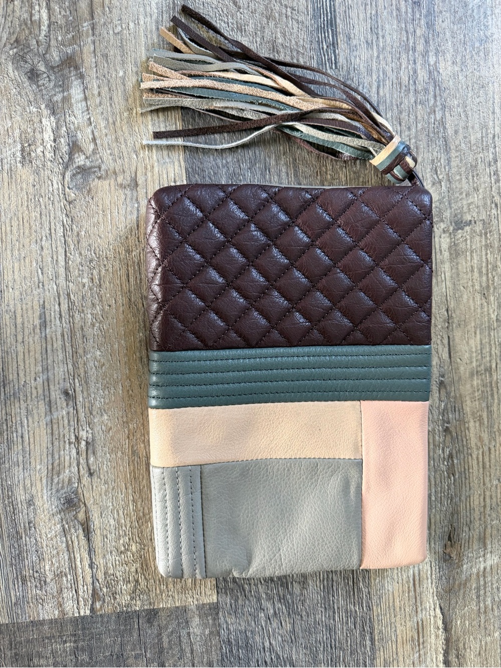 Quilted Multi-Color Leather Wristlet Clutch